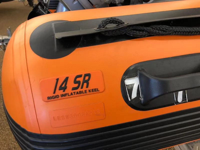 Slide: The Image of Sea Eagle 14' inflatable boat, 2015 model, rigid inflatable keel, close-up view. - 8
