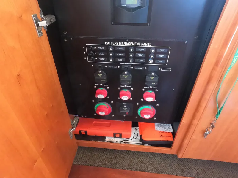 Slide: The Image of Battery management panel in a 2003 Meridian 341 Sedan yacht. - 17