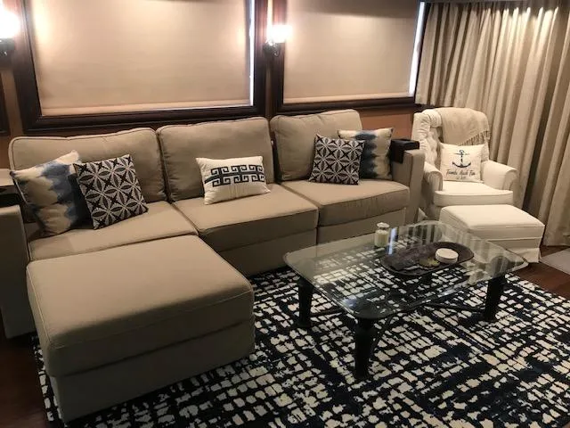 Slide: The Image of Luxurious 1997 Stardust Cruisers houseboat interior with cozy seating and nautical decor. - 10