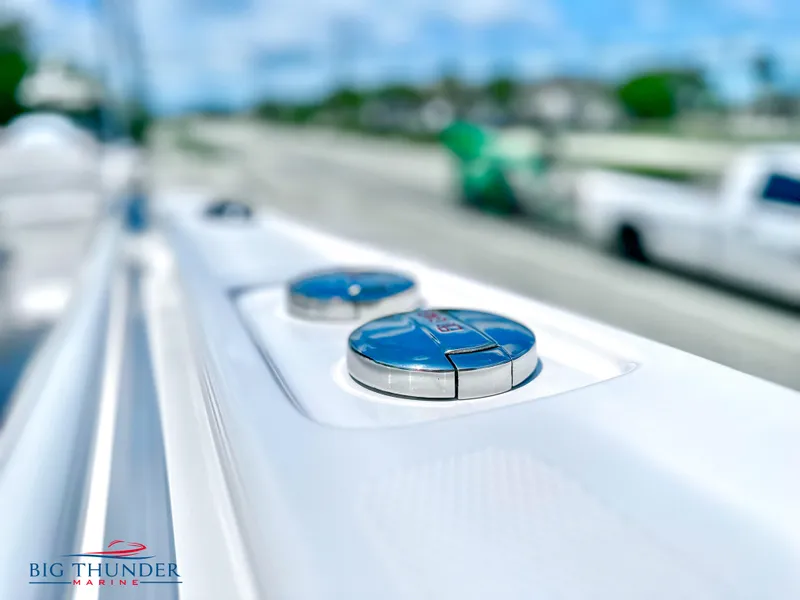 Slide: The Image of Close-up of 2023 Fountain 38 CC boat details at Big Thunder Marine. - 38