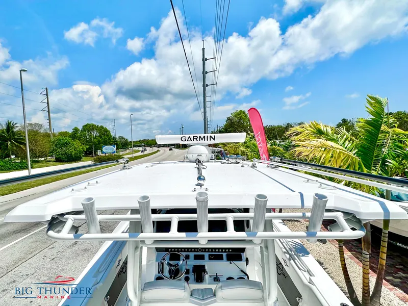 Slide: The Image of 2023 Fountain 38 CC boat with Garmin radar at Big Thunder Marine. - 45