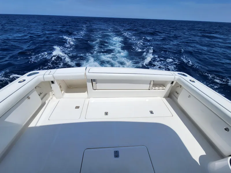Slide: The Image of 2005 Tiara Yachts 3800 Open boat deck with ocean view. - 10
