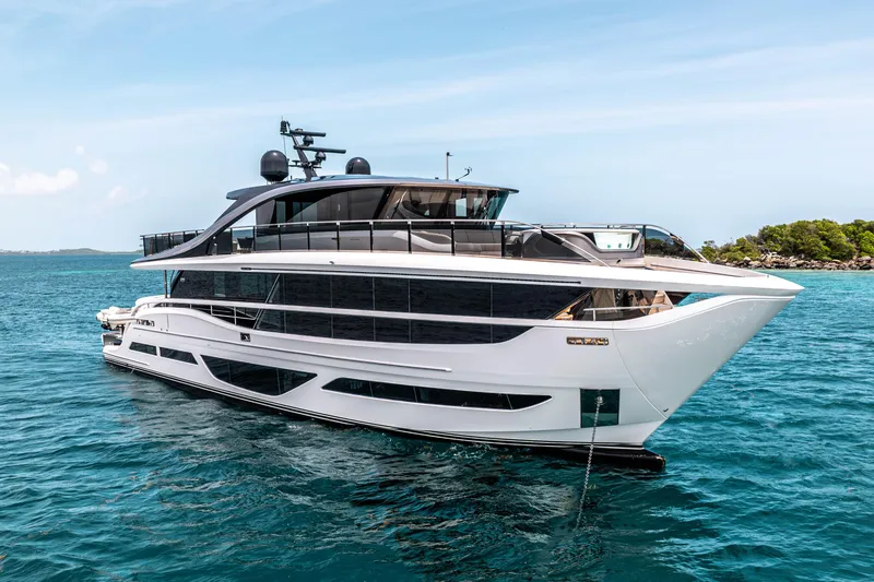 The Image of Luxurious 2021 Princess X95 yacht cruising on clear blue waters. - 0