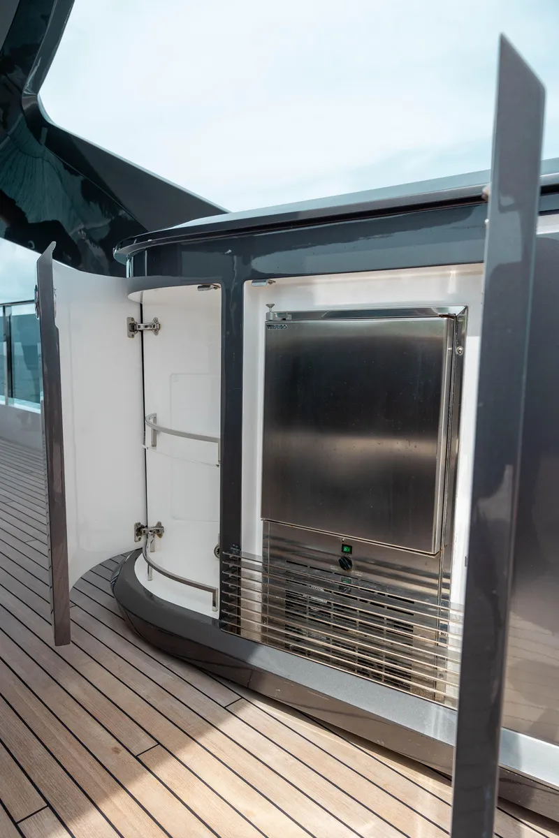 Slide: The Image of Outdoor kitchen area on 2021 Princess X95 yacht with stainless steel appliances. - 36