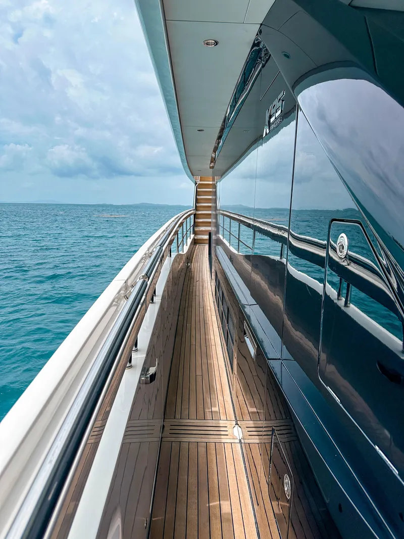 Slide: The Image of Luxurious 2021 Princess X95 yacht deck with ocean view and sleek design. - 45