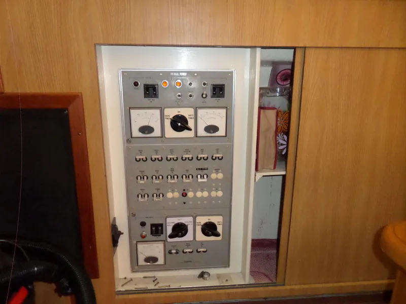 Slide: The Image of Electrical panel on a 1978 Bertram 42 Flybridge Motor Yacht. - 35
