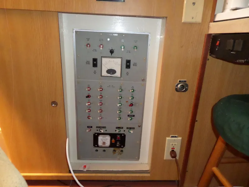 Slide: The Image of Electrical control panel on a 1978 Bertram 42 Flybridge Motor Yacht. - 36