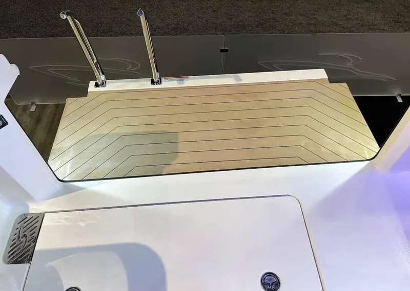 Slide: The Image of 2025 Scout 400 LXF boat swim platform with stainless steel ladder. - 27