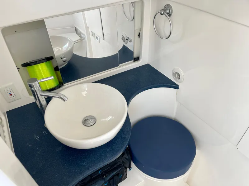 Slide: The Image of 2015 Intrepid 375 Walkaround bathroom with modern sink and mirror. - 20