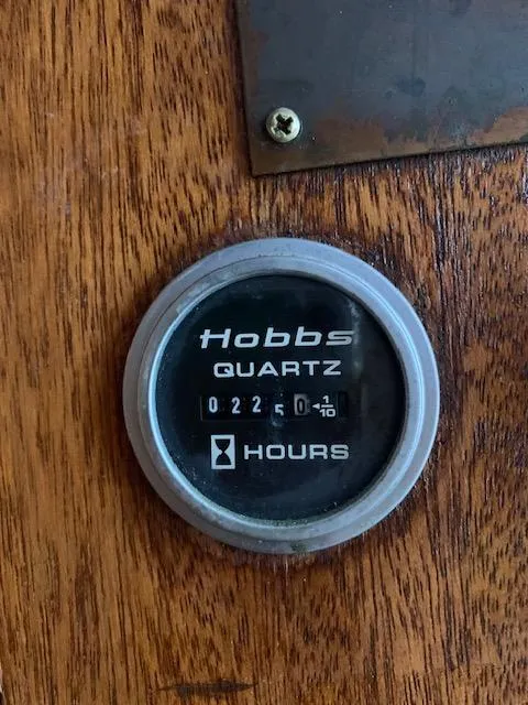 Slide: The Image of Hobbs Quartz hour meter on 1962 Chris-Craft Roamer boat, showing 2250.1 hours. - 18
