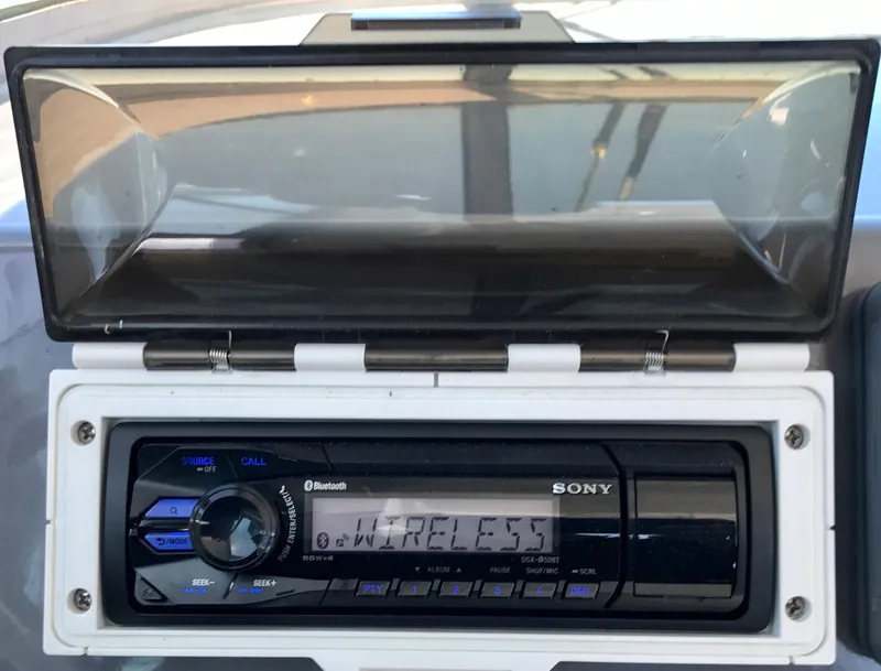 Slide: The Image of Sony Bluetooth stereo system on a 2003 Protector Targa 28 boat. - 14