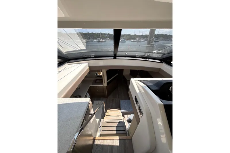Slide: The Image of Interior view of 2018 Sea Ray Sundancer 510 yacht, showcasing sleek design and spacious layout. - 105