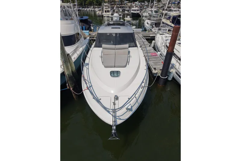 Slide: The Image of 2018 Sea Ray Sundancer 510 yacht docked at marina, aerial view. - 87
