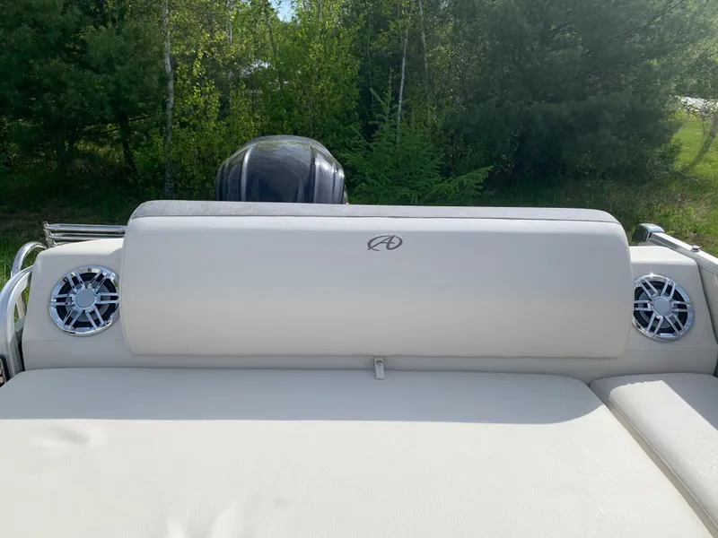 Slide: The Image of 2023 Avalon Catalina VRL 25' Tri-Toon boat with rear seating and speakers. - 46