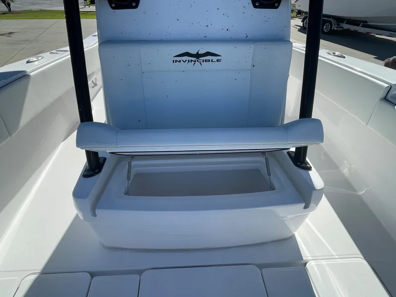 Slide: The Image of 2024 Invincible 33 Open Fisherman boat interior with seating and storage. - 24
