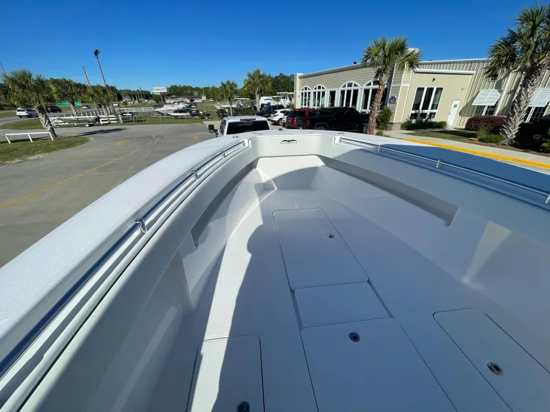 Slide: The Image of 2024 Invincible 33 Open Fisherman boat, front deck view. - 25