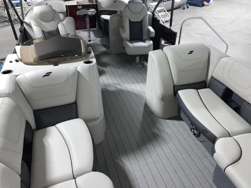 Slide: The Image of 2024 Starcraft SLS 3 boat interior with luxurious seating and modern design. - 7