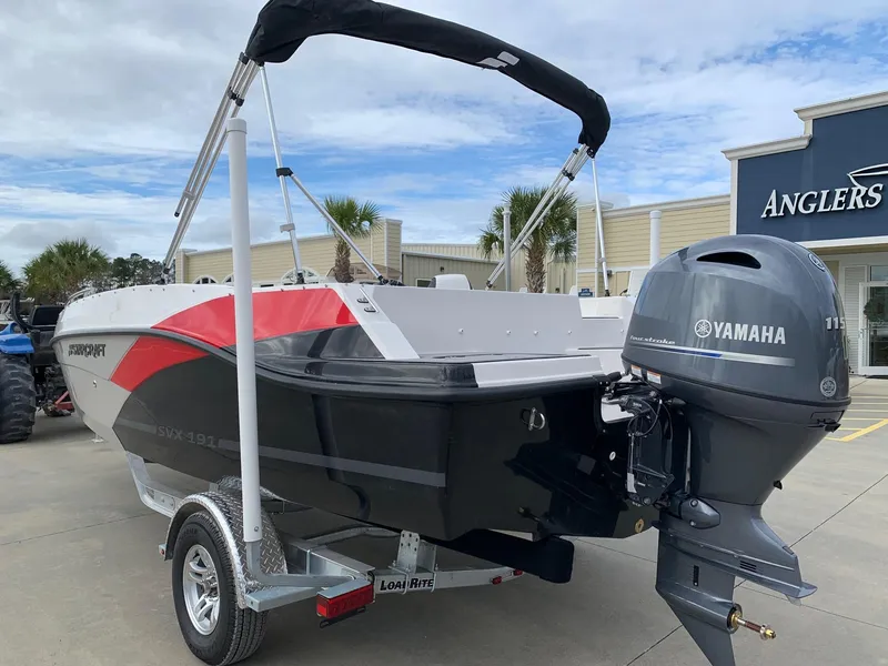 Slide: The Image of 2024 Starcraft SVX 191 boat with Yamaha outboard motor. - 1
