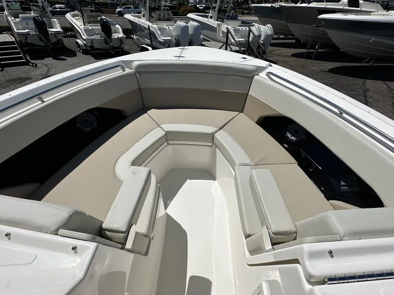 Slide: The Image of 2024 Boston Whaler 280 Vantage boat with spacious seating area. - 28