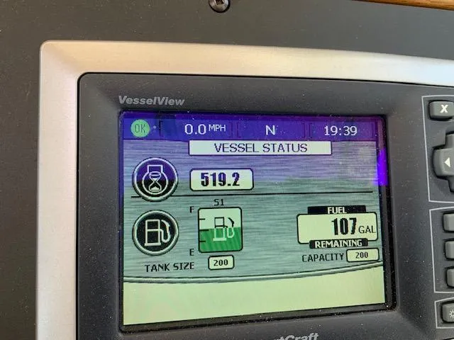 Slide: The Image of VesselView display showing Nordic Tug 32 fuel status, 107 gallons remaining, 2010 model. - 15