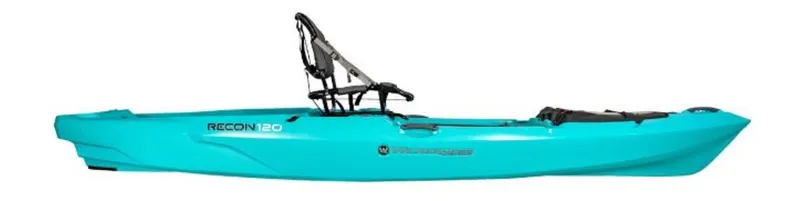 Slide: The Image of 2023 Wilderness Systems Recon 120 kayak in turquoise. - 8