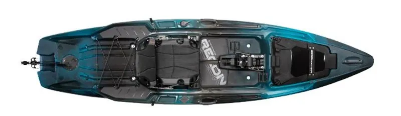 Slide: The Image of 2023 Wilderness Systems Recon 120 HD kayak, top view, blue and black. - 11