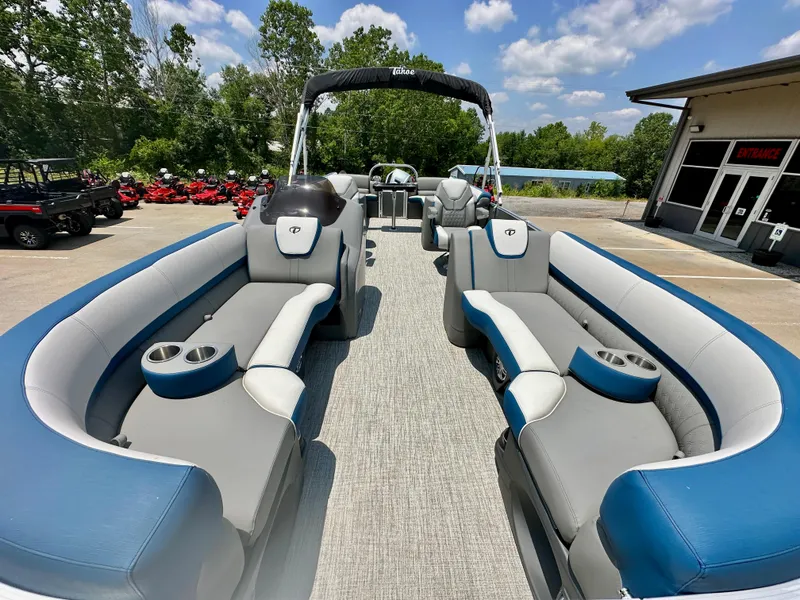 Slide: The Image of 2023 Tahoe Pontoon Cascade Cruise 25 FT Triple 25 WG, spacious seating, outdoor showroom. - 7