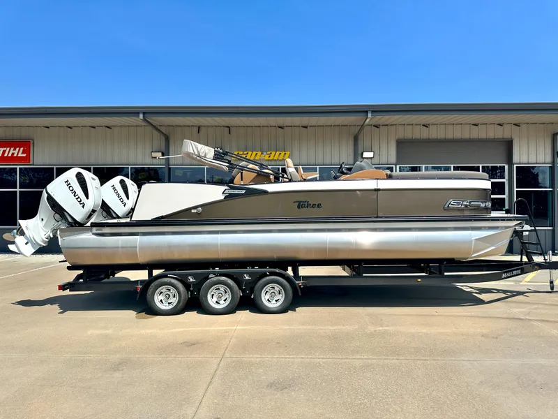 Slide: The Image of 2023 Tahoe Pontoon Cascade Cruise 25 FT Triple 27 WG on trailer. - 6