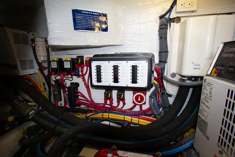 Slide: The Image of Electrical panel and wiring in 2010 Sabre 40 Hardback Express boat. - 30
