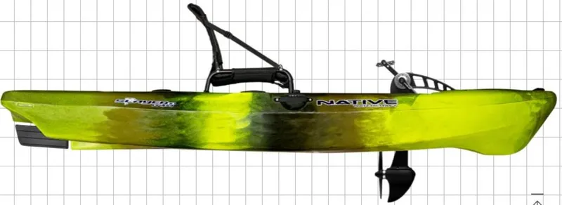 Slide: The Image of 2023 Native Watercraft Slayer Propel 10 kayak, green and black, side view. - 3