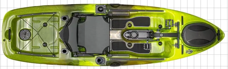 Slide: The Image of 2023 Native Watercraft Slayer Propel 10 kayak, top view, green and black. - 6