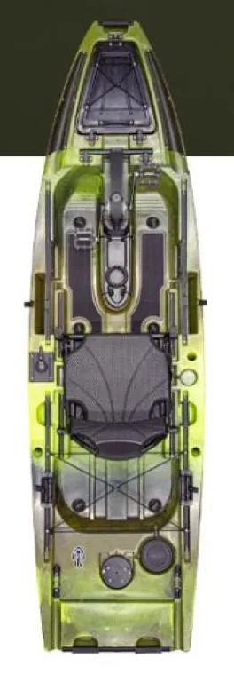 Slide: The Image of 2023 Native Watercraft SLAYER PROPEL 10 MAX kayak, top view, green and black. - 5