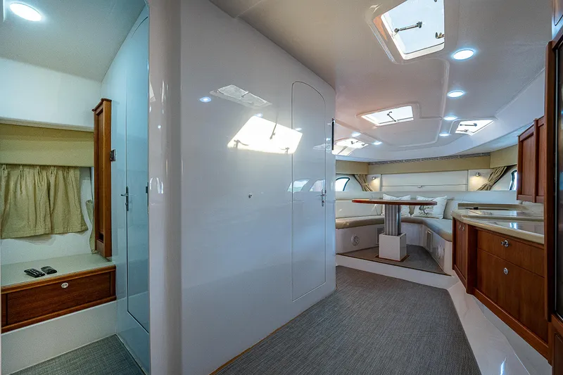 Slide: The Image of Interior of 2014 Intrepid 475 Sport Yacht, featuring modern design and luxurious seating area. - 28