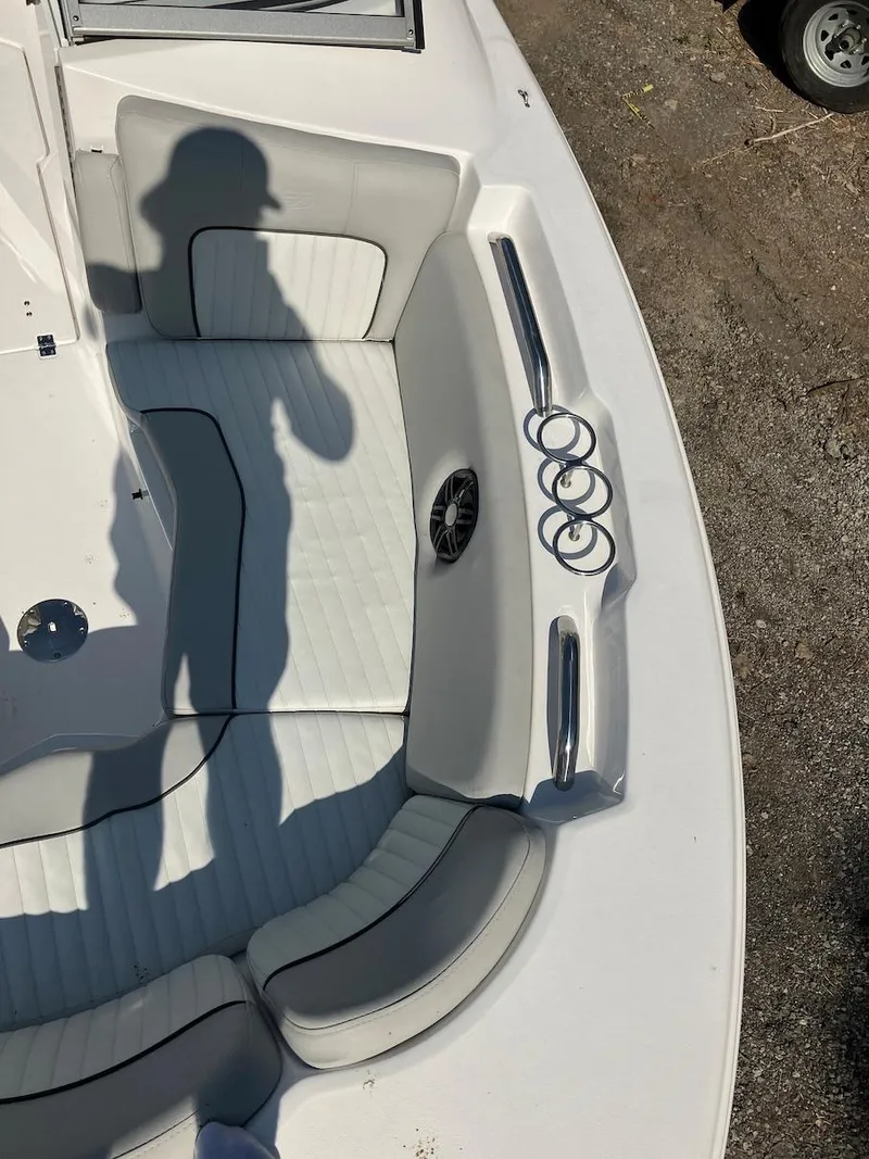 Slide: The Image of 2023 Sea Fox 226 Traveler boat interior with seating and cup holders. - 27