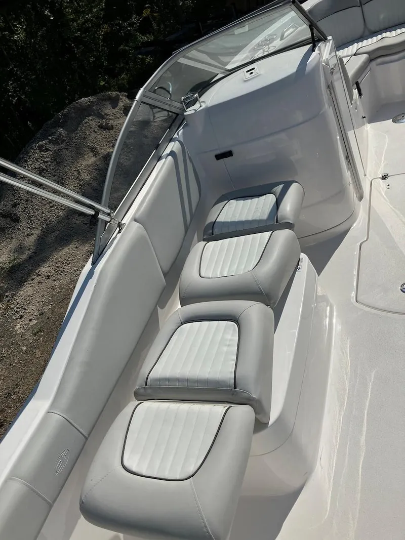 Slide: The Image of 2023 Sea Fox 226 Traveler boat interior with cushioned seating. - 32