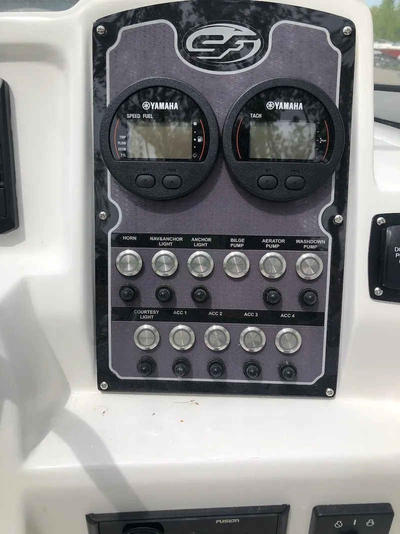 Slide: The Image of Control panel of a 2023 Sea Fox 226 Traveler boat with Yamaha gauges. - 6