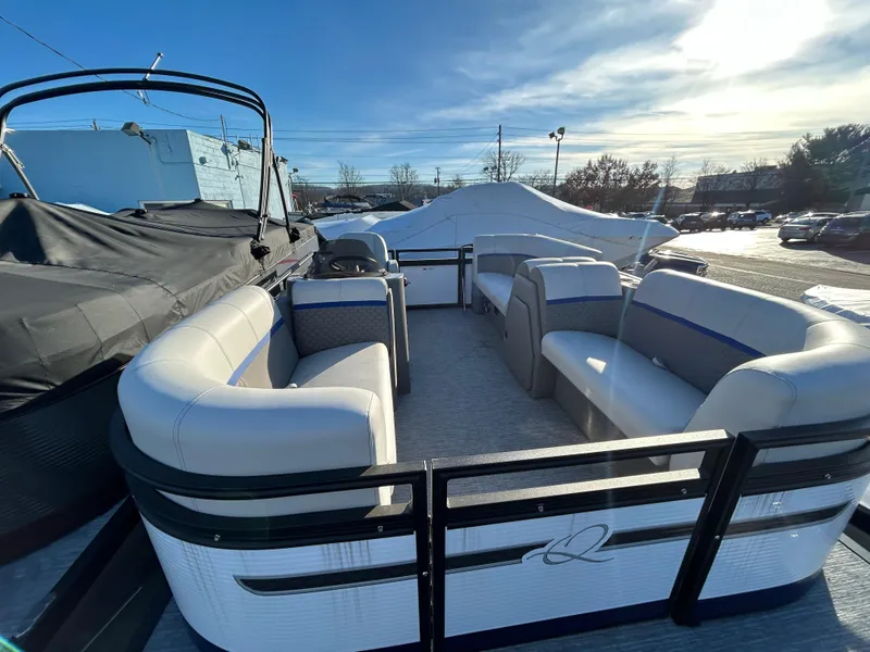 Slide: The Image of 2023 Qwest 814 CTR Cruise pontoon boat with spacious seating and modern design. - 3
