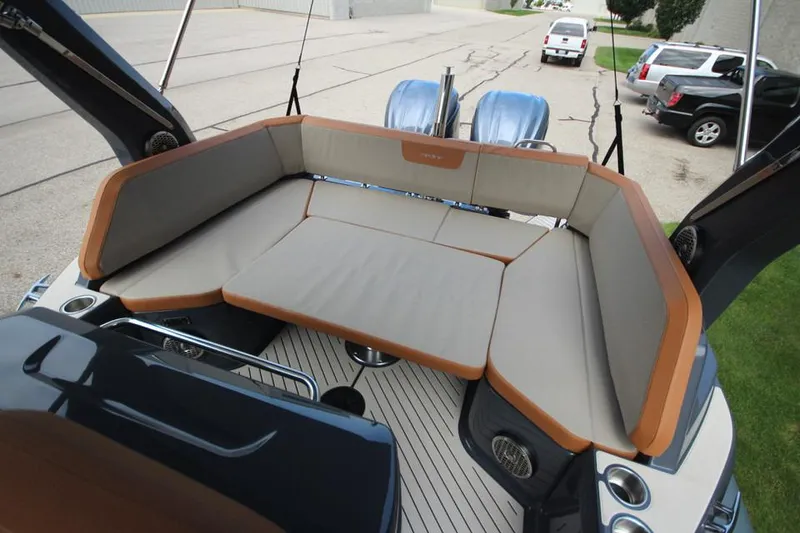 Slide: The Image of 2024 Zodiac MEDLINE 9 NEO Twin 300hp boat with spacious seating area. - 17