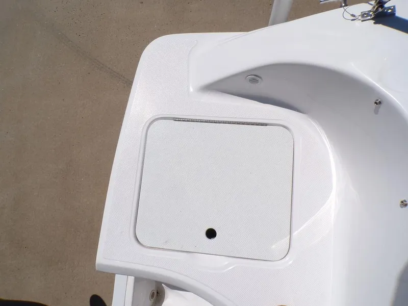 Slide: The Image of 2023 Hurricane SunDeck 187 OB boat deck with storage compartment. - 36