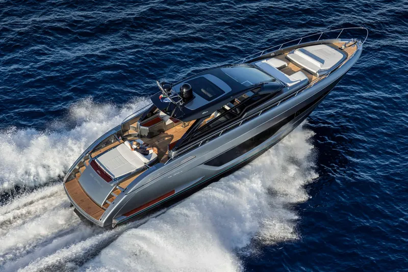 Slide: The Image of Riva 68' DIABLE 2025 luxury yacht cruising on open water. - 5