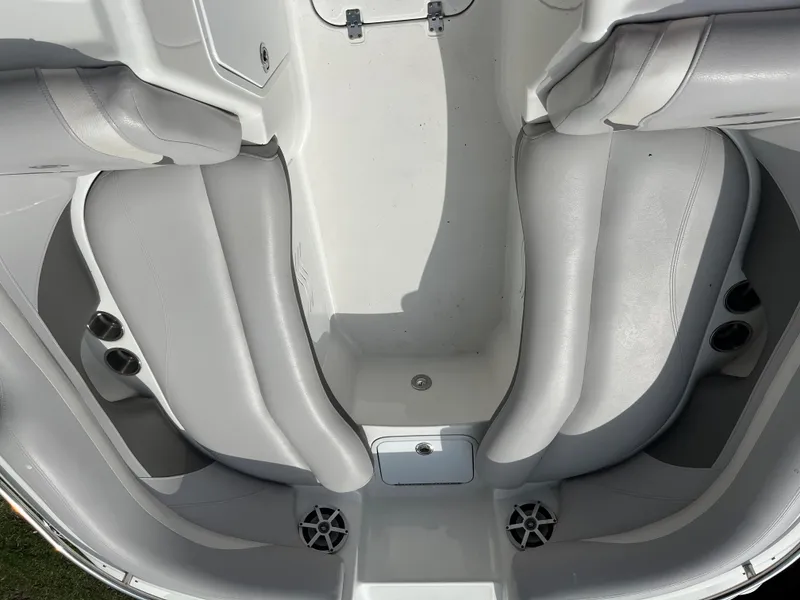 Slide: The Image of 2017 Hurricane SD 2400 I/O boat interior seating area with gray upholstery. - 15