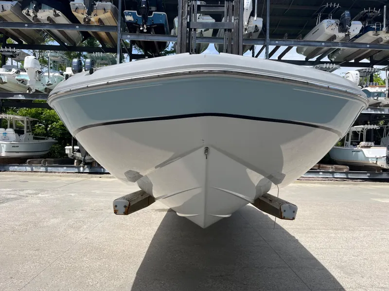 Slide: The Image of 2017 Hurricane SD 2400 I/O boat in storage facility. - 23