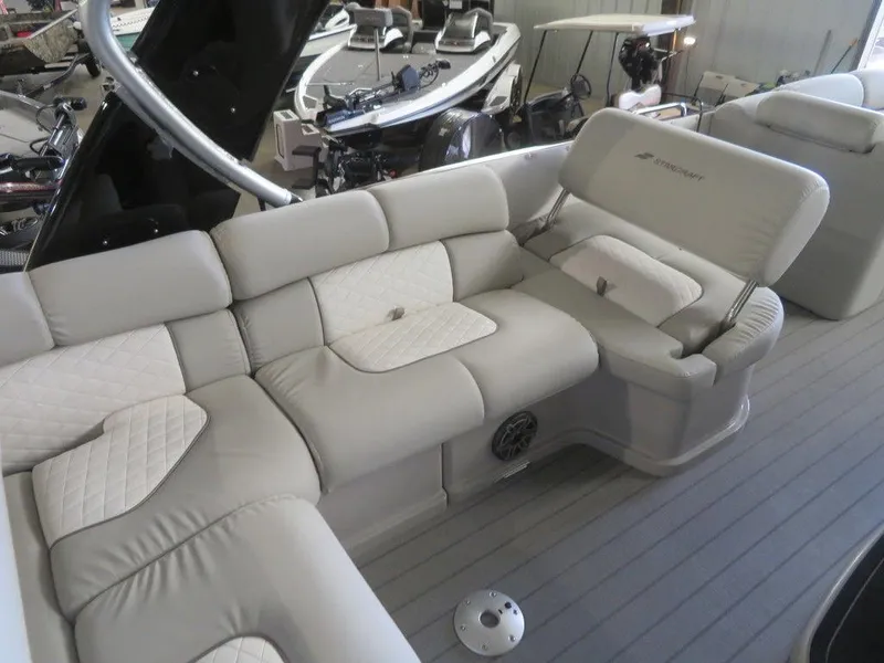 Slide: The Image of 2023 Starcraft SX 25 Q boat interior with luxurious seating and modern design. - 15