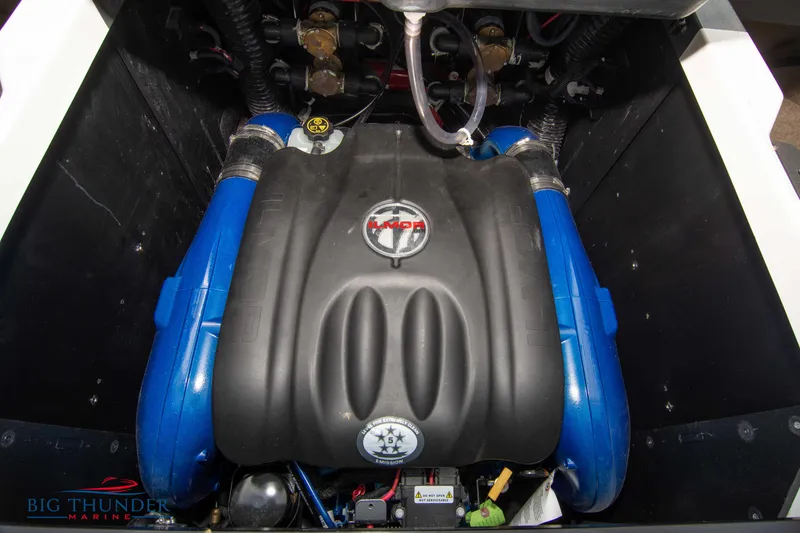 Slide: The Image of 2021 MasterCraft XStar engine compartment with Ilmor engine. - 46