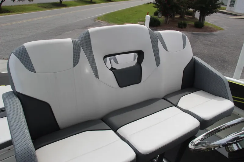 Slide: The Image of 2023 Scarab 255 Open ID boat seating, featuring modern design and comfortable upholstery. - 12