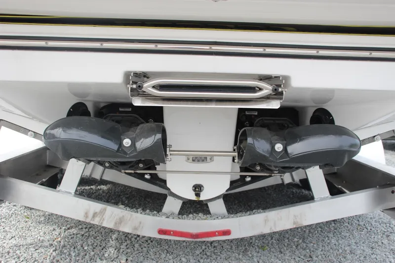 Slide: The Image of 2023 Scarab 255 Open ID boat stern with dual jet engines. - 23