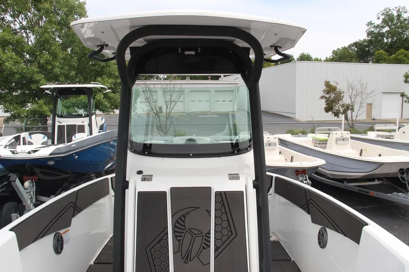 Slide: The Image of 2023 Scarab 255 Open ID boat, sleek design, center console, modern features. - 10