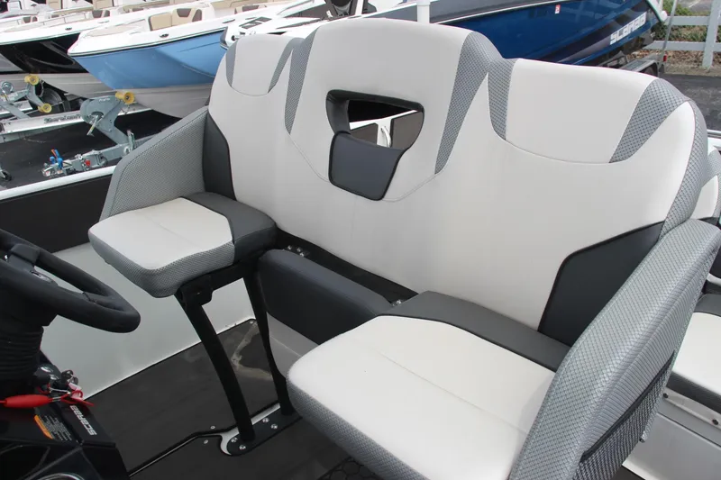 Slide: The Image of 2023 Scarab 255 Open ID boat seating with modern design and comfortable upholstery. - 12