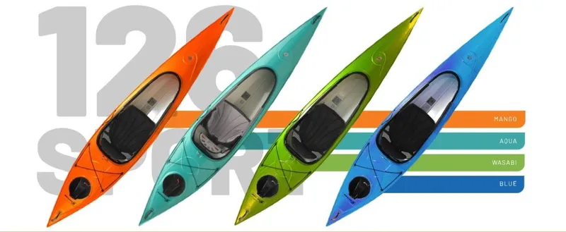 Slide: The Image of 2023 Hurricane Kayaks Santee 126 Sport in Mango, Aqua, Wasabi, and Blue colors. - 3