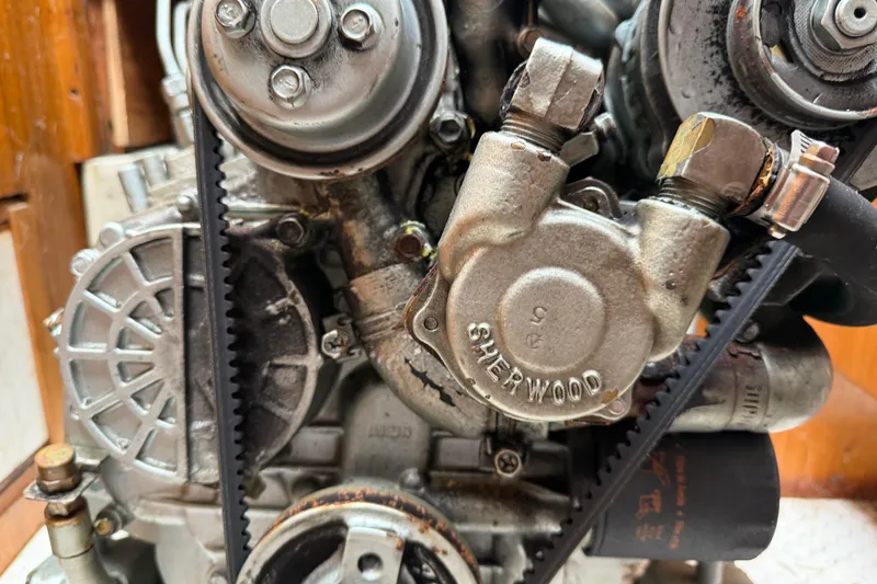 Slide: The Image of Close-up of a 1999 Catalina 36 MkII engine with Sherwood pump. - 23